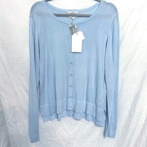 Part Two Copenhagen Silk Blend Cardigan Sweater Size Large Baby Blue Lightweight